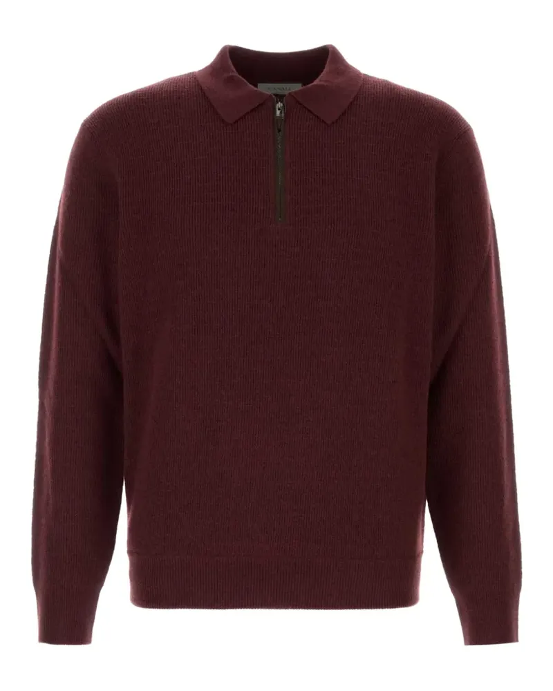Canali Gestrickter Pullover mit Reißverschluss - Rot Rot