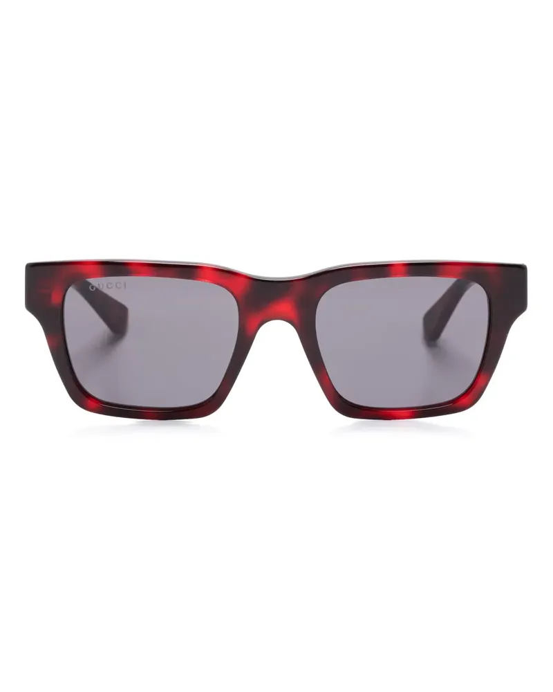 Gucci Sonnenbrille mit eckigem Gestell - Rot Rot