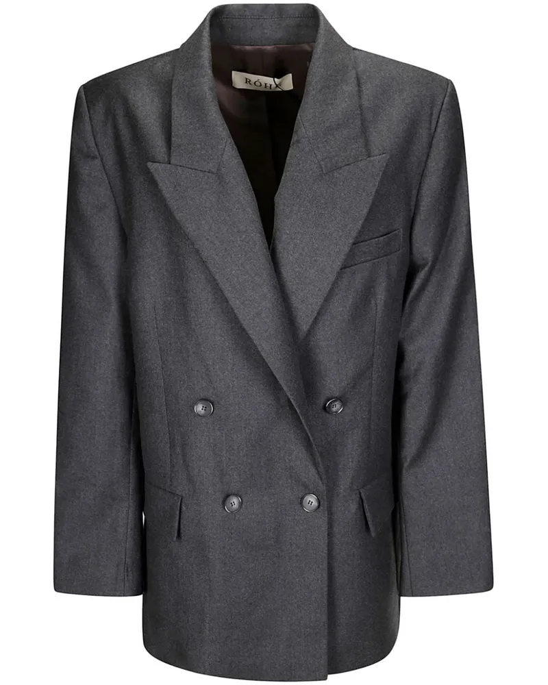 Róhe Doppelreihiger Blazer - Grau Grau
