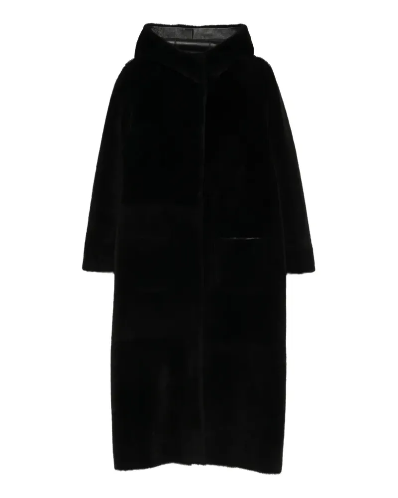 Simonetta Ravizza Kapuzenmantel mit Shearling-Futter - Schwarz Schwarz