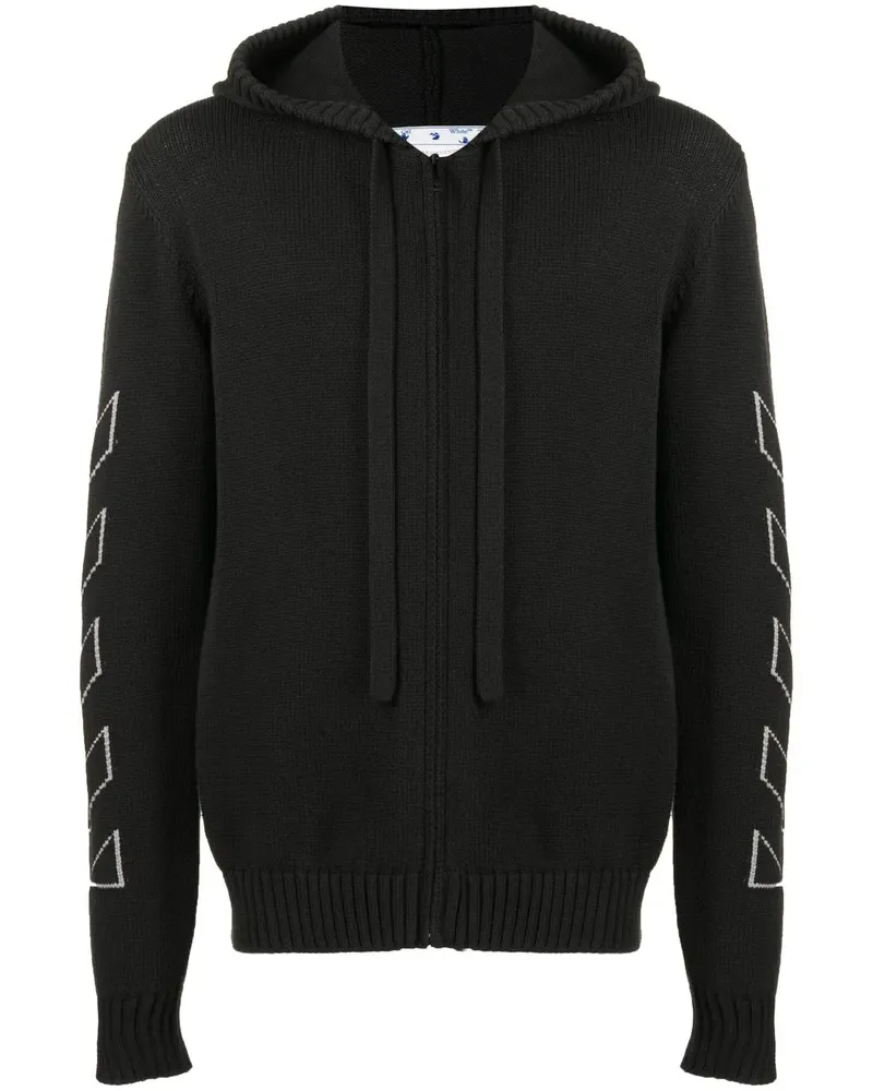 OFF-WHITE Gestrickte Diag Outline Kapuzenjacke - Schwarz Schwarz