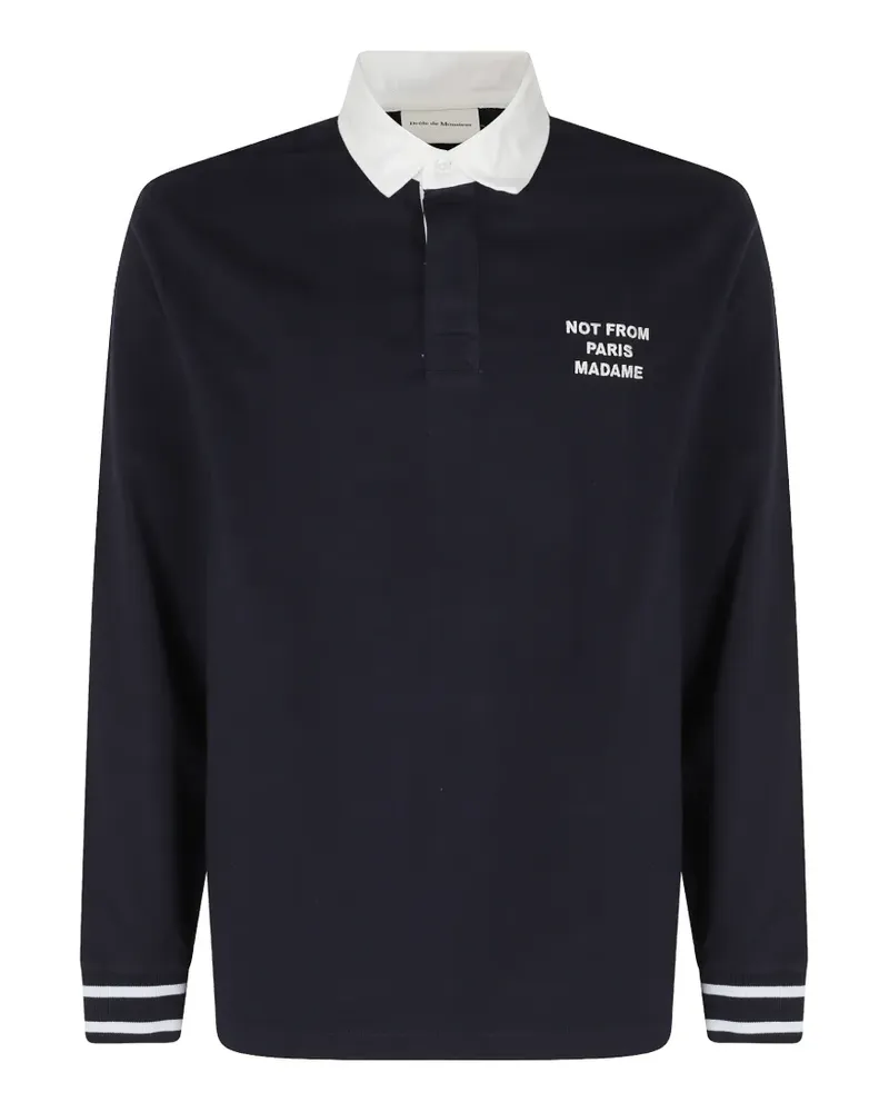 Drôle de Monsieur Hemd mit Slogan-Print - Blau Blau