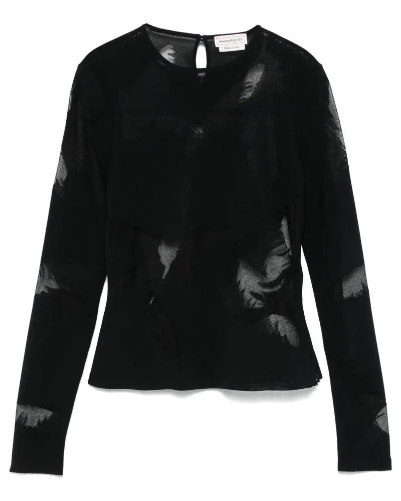 Alexander McQueen Bluse mit Feder-Intarsie - Schwarz Schwarz
