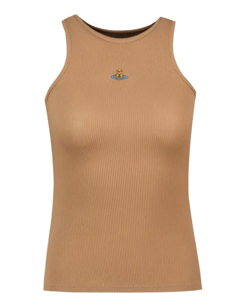 Vivienne Westwood ribbed-knit logo-embroidered tank top - Nude Nude