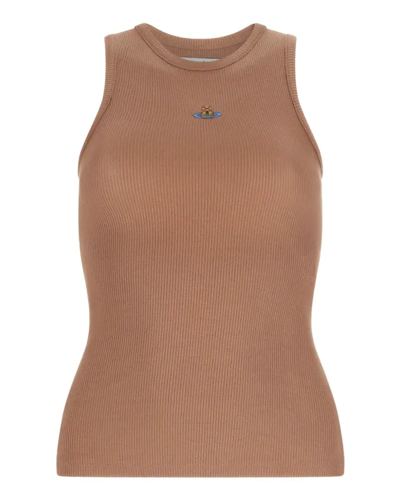 Vivienne Westwood Geripptes Strick-Tanktop mit Logo-Stickerei - Nude Nude