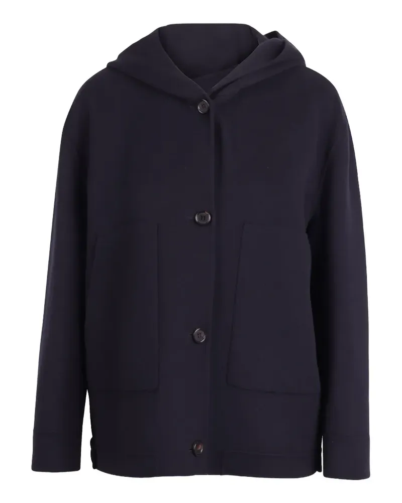 Max Mara hooded button-up coat - Blau Blau