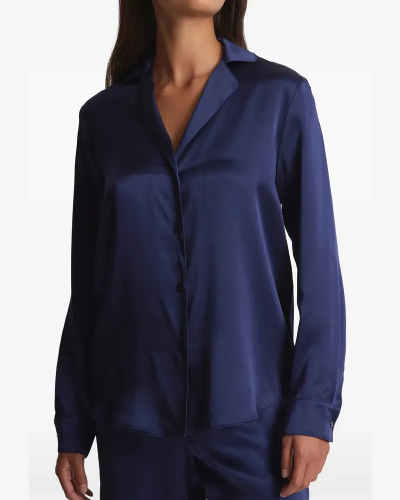 Aubade Toi mon Amour Pyjama-Hemd aus Seide - Blau Blau