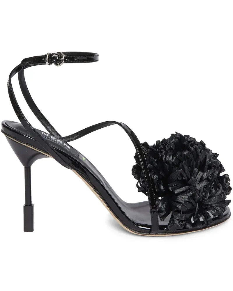 MSGM Sandalen mit Blumenapplikation - Schwarz Schwarz