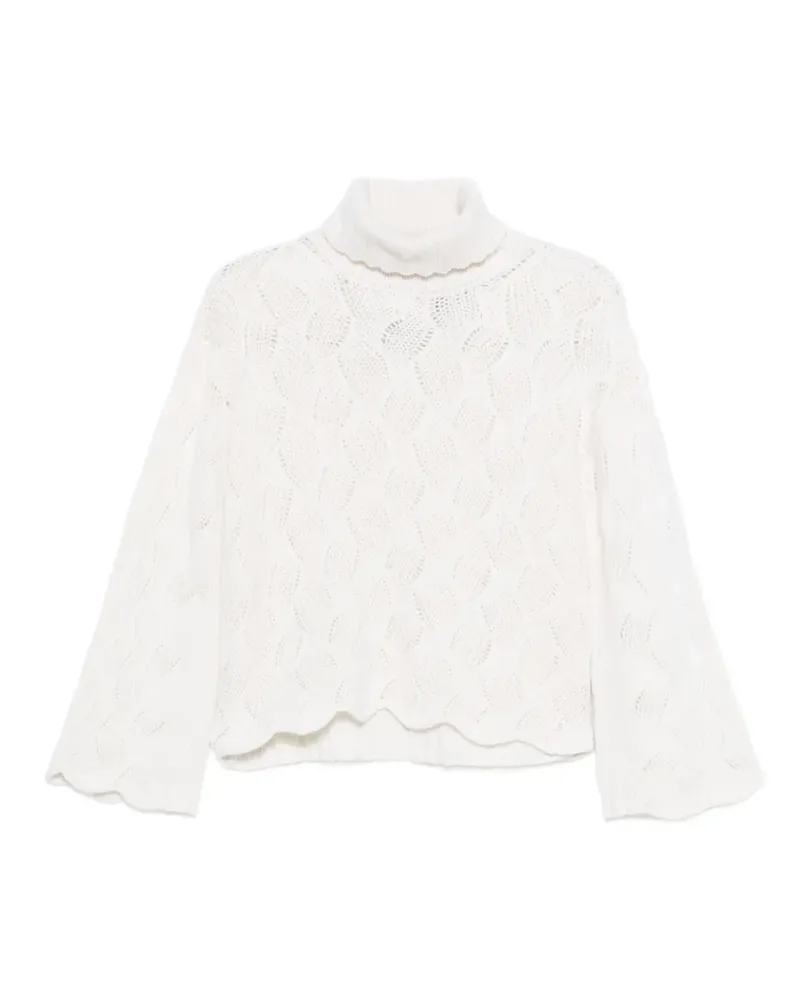Twin-Set cable-knit turtleneck sweater - Weiß Weiß