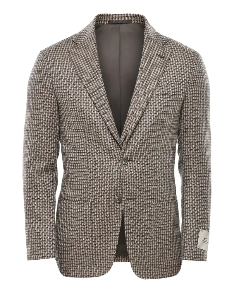 Corneliani houndstooth-pattern single-breasted blazer - Nude Nude