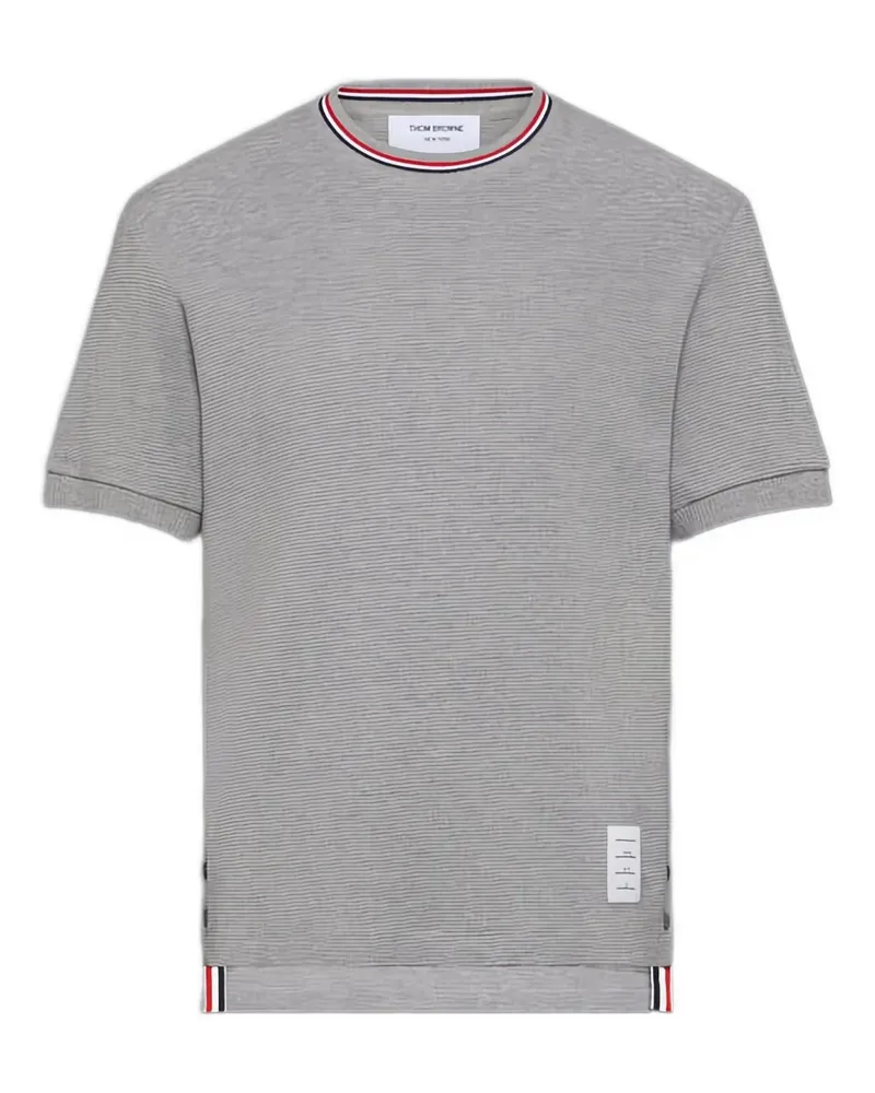 Thom Browne T-Shirt mit geripptem Besatz - Grau Grau