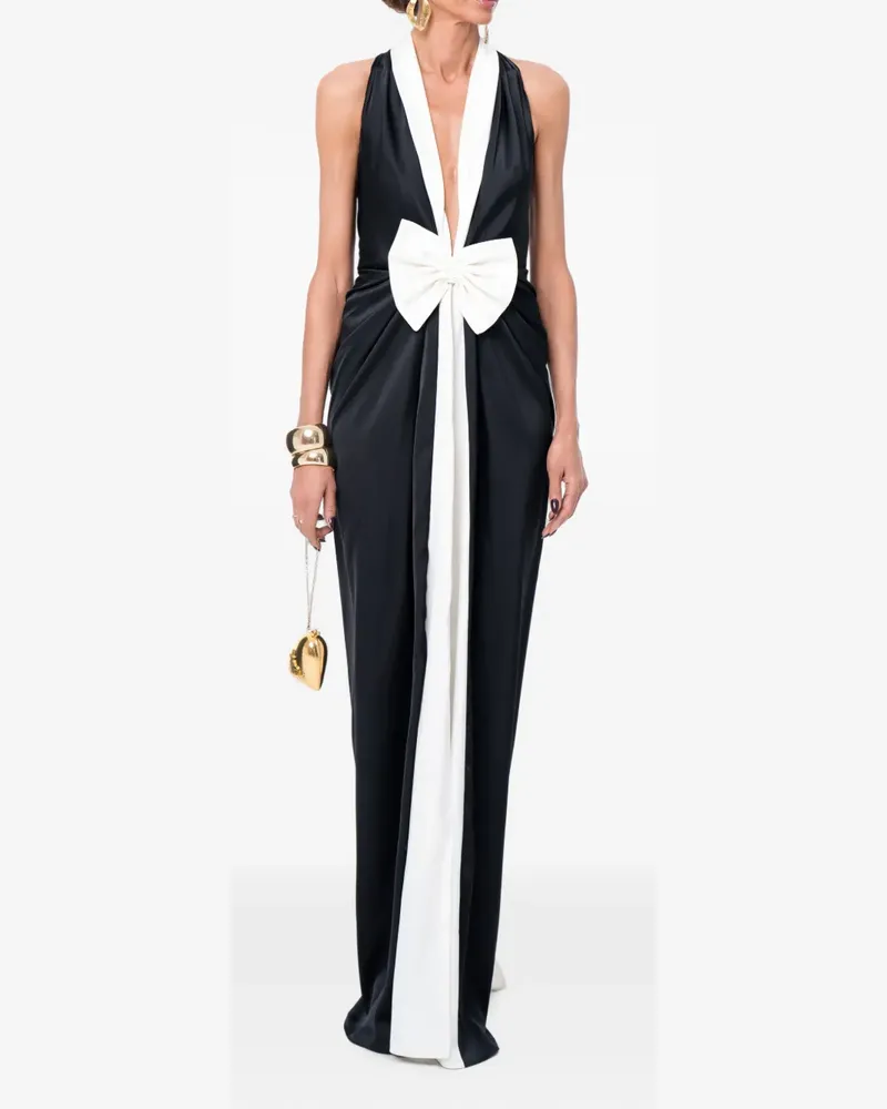 Ana Radu bow-detail halterneck maxi dress - Schwarz Schwarz