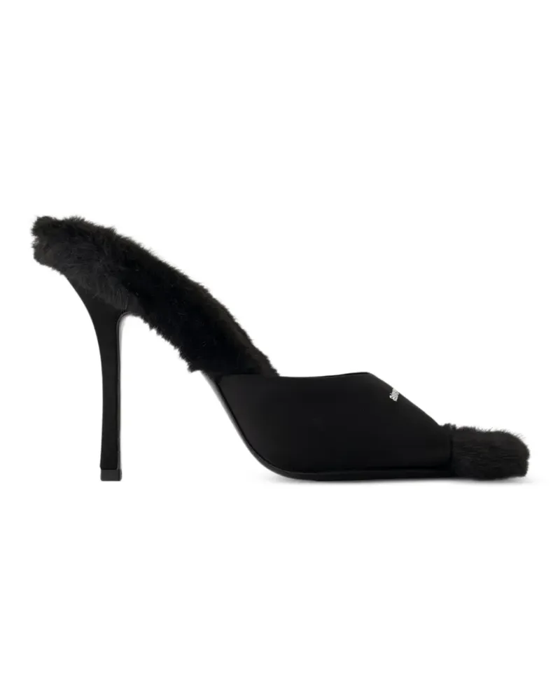 Alexander Wang Cher Mules aus Faux Fur 105mm - Schwarz Schwarz