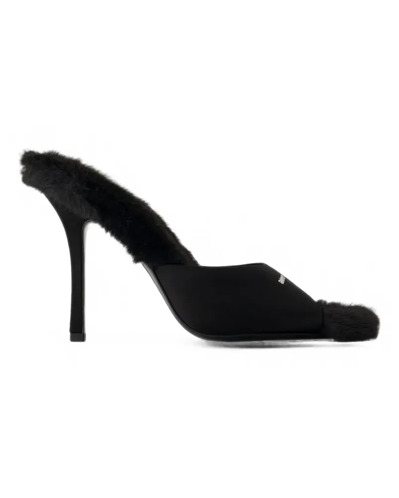 Alexander Wang Cher Mules aus Faux Fur 105mm - Schwarz Schwarz