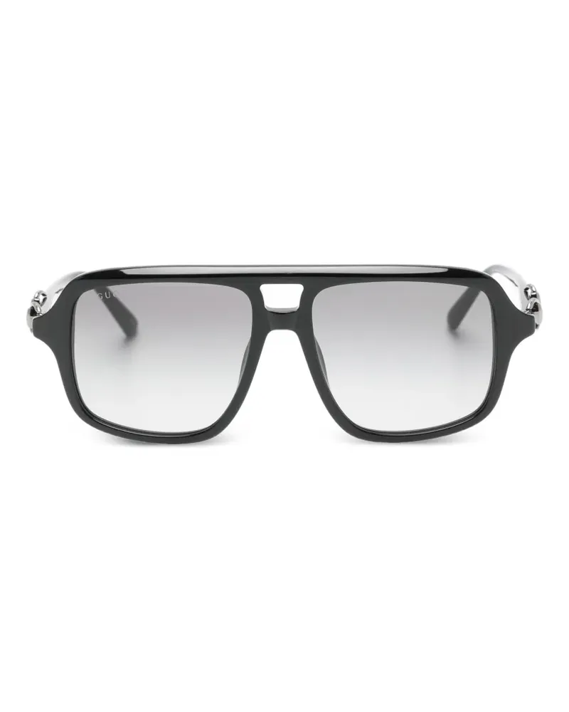 Gucci Sonnenbrille mit eckigem Gestell - Schwarz Schwarz