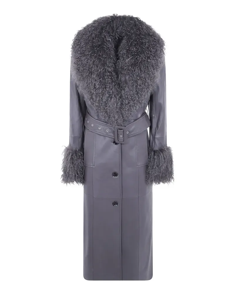 STAND Mantel mit Faux Shearling - Grau Grau