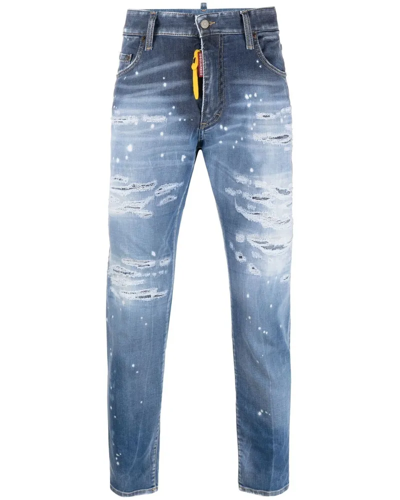 Dsquared2 Schmale Jeans im Distressed-Look - Blau Blau