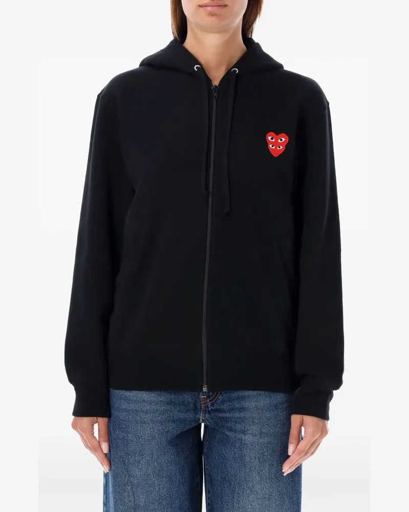 Comme des Garçons zipped heart patch hoodie - Schwarz Schwarz