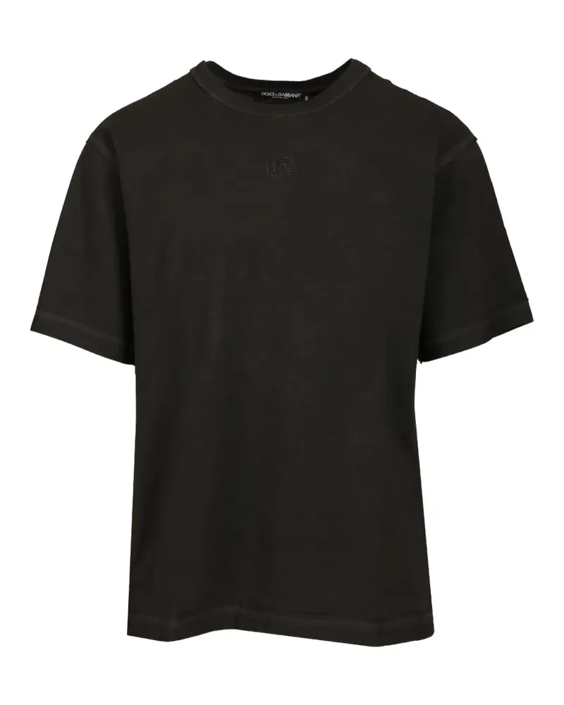 Dolce & Gabbana T-Shirt mit Logo-Stickerei - Schwarz Schwarz