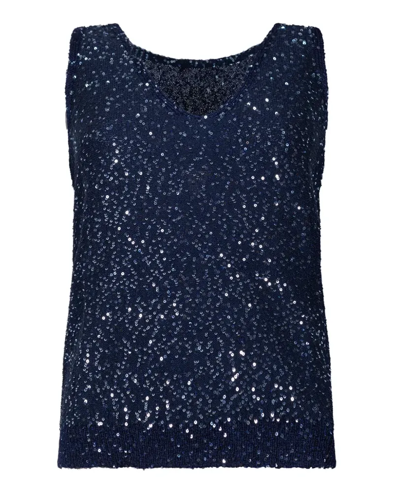 Max Mara Pullover mit Pailletten - Blau Blau