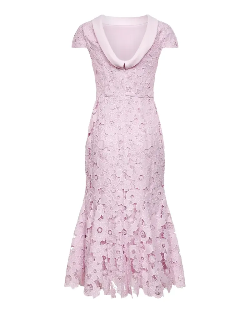 Self-Portrait scalloped flared midi dress - Rosa Rosa