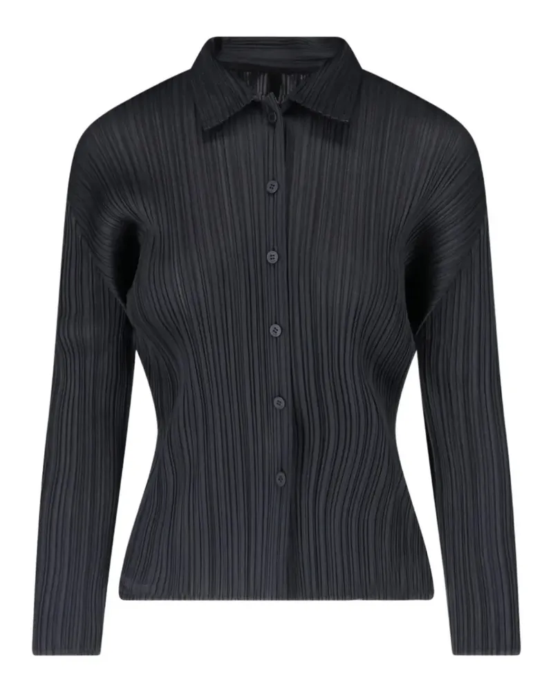 Issey Miyake Basics Plissee-Hemd - Schwarz Schwarz