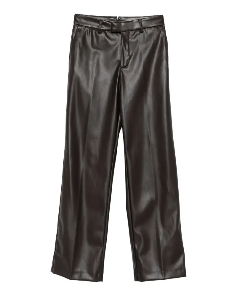 Berwich Weite Hose aus Faux-Leder - Braun Braun