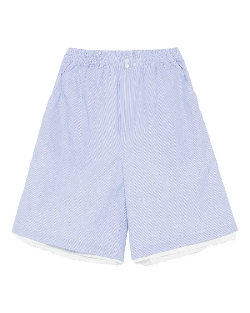 PAURA striped raw-cut shorts - Blau Blau