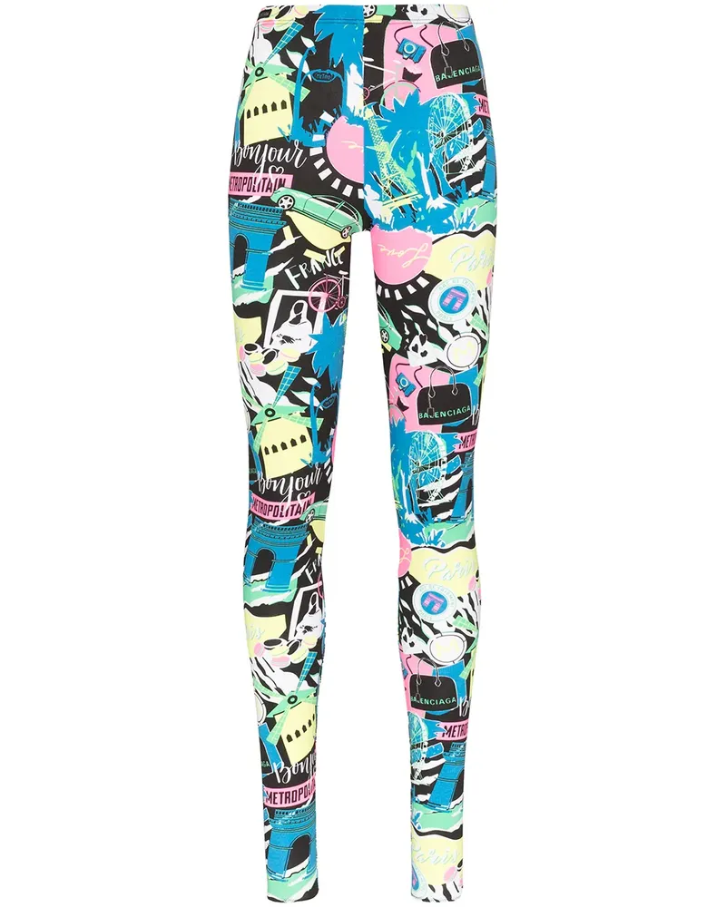 Balenciaga Leggins mit Paris Night-Print - Blau Blau