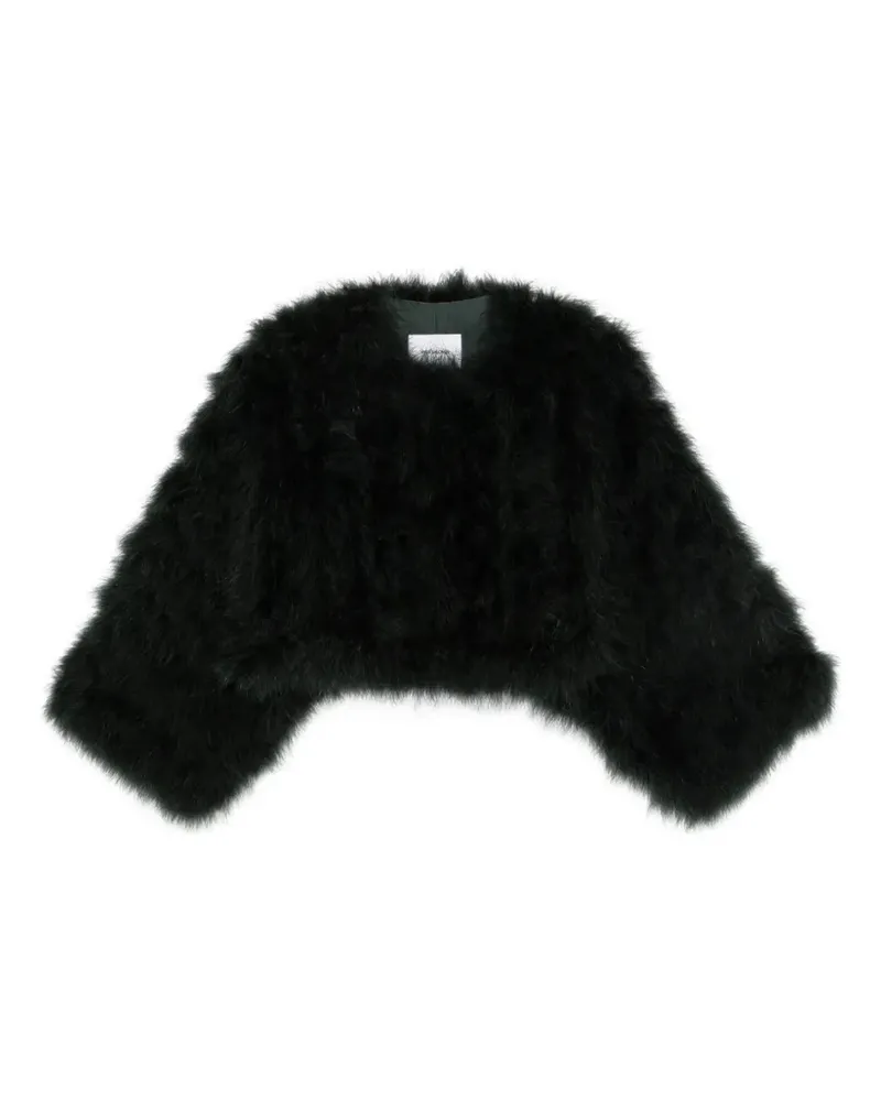 Yves Salomon Cropped-Jacke mit Federn - Schwarz Schwarz