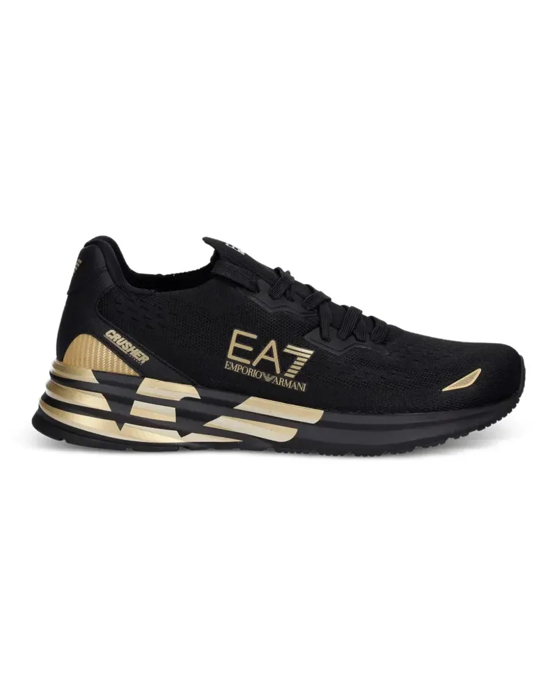 EA7 logo-print lace-up sneakers - Schwarz Schwarz