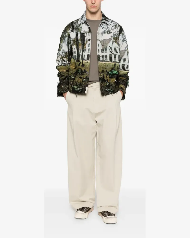 Junya Watanabe long-sleeve print overshirt - Grün Grün