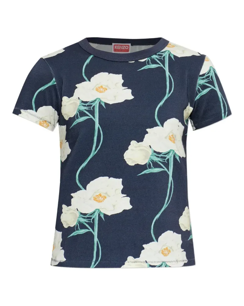 Kenzo floral-print T-shirt - Blau Blau
