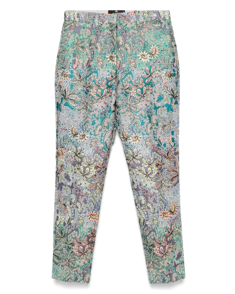 Etro Hose mit Blumenjacquard - Blau Blau