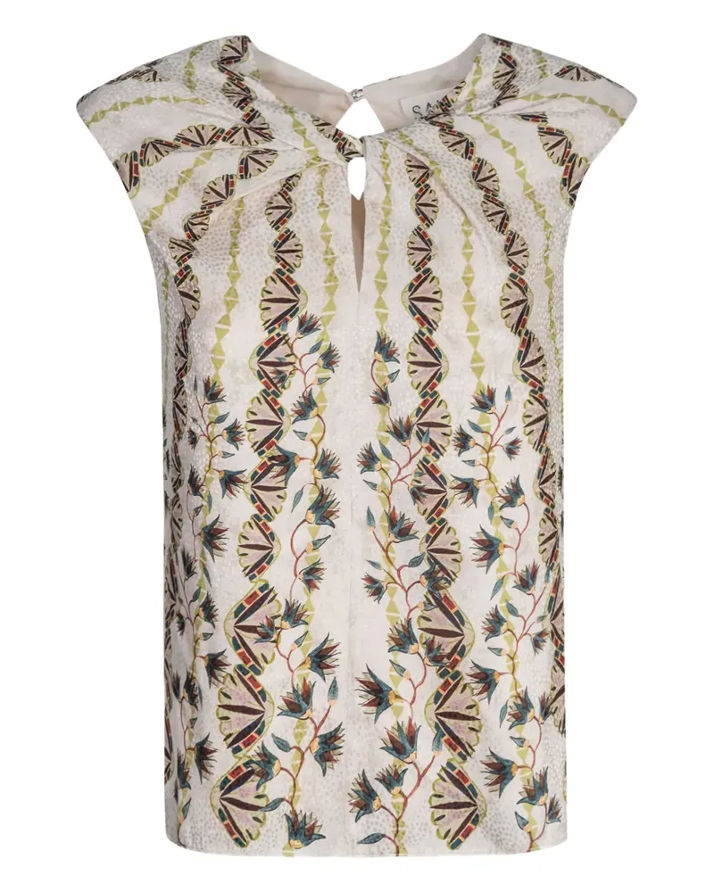 Saloni Claudia B Bluse mit Schlüssellochausschnitt - Nude Nude