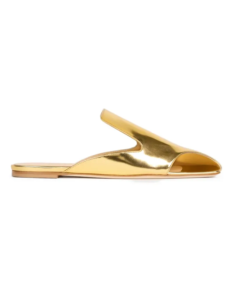 A.W.A.K.E. Tim metallic open-toe mules - Gold Gold