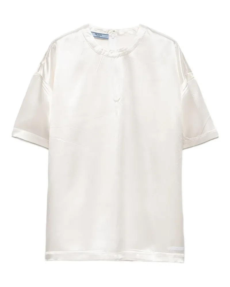 Prada Triangle-logo short-sleeved top - Weiß Weiß