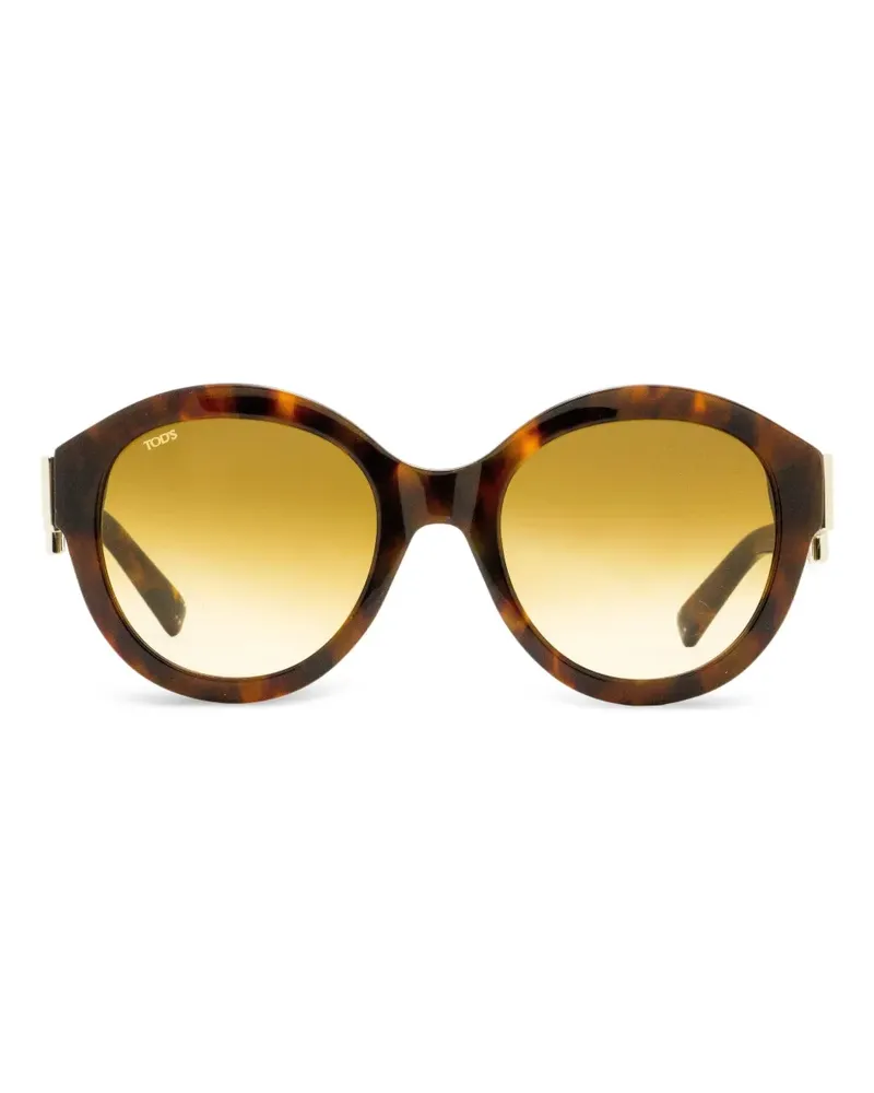TOD'S Runde Sonnenbrille in Schildpattoptik - Braun Braun