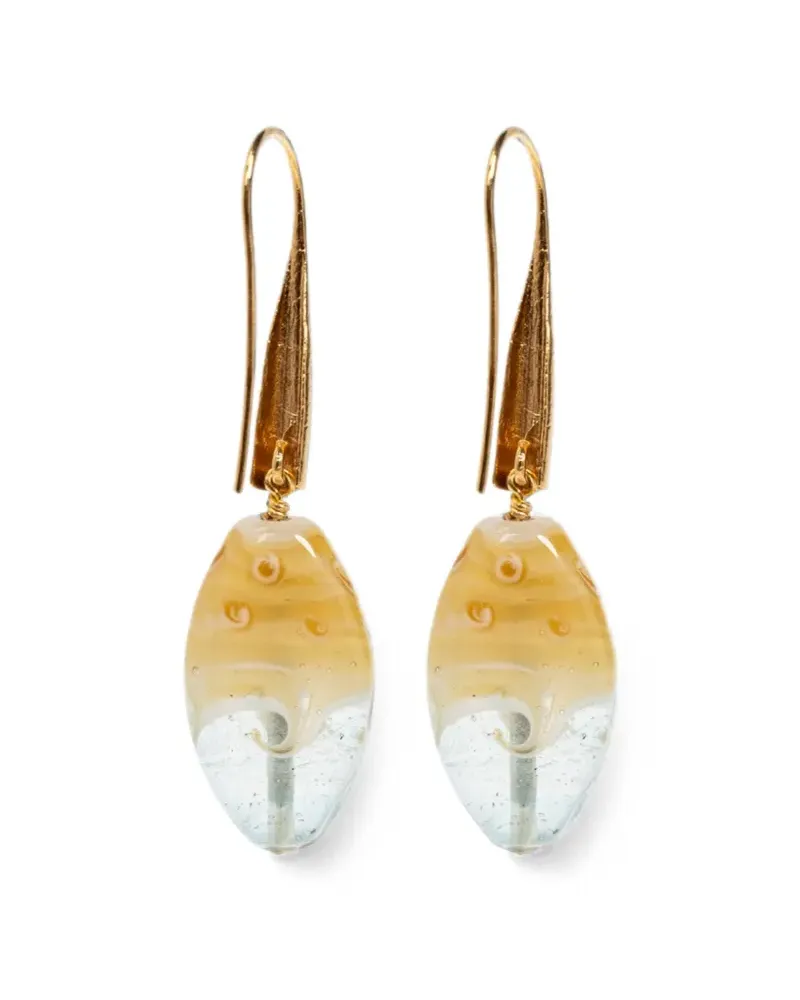 forte_forte Hängeohrringe mit Glasanhänger - Gold Gold
