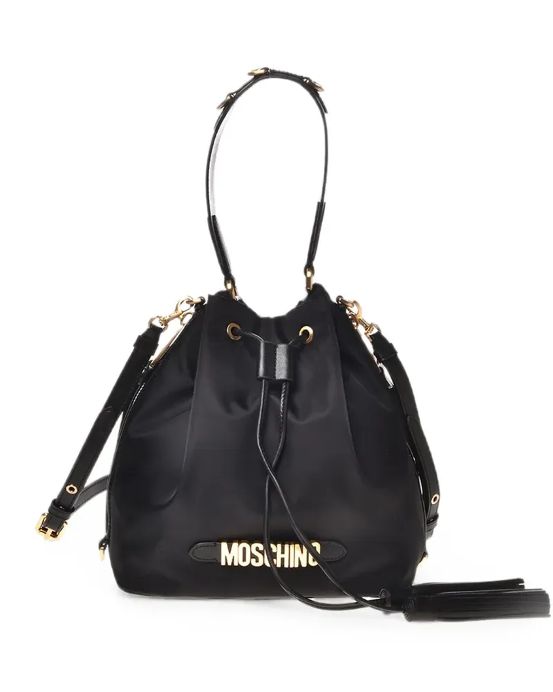 Moschino Beuteltasche mit Logo-Schriftzug - Schwarz Schwarz
