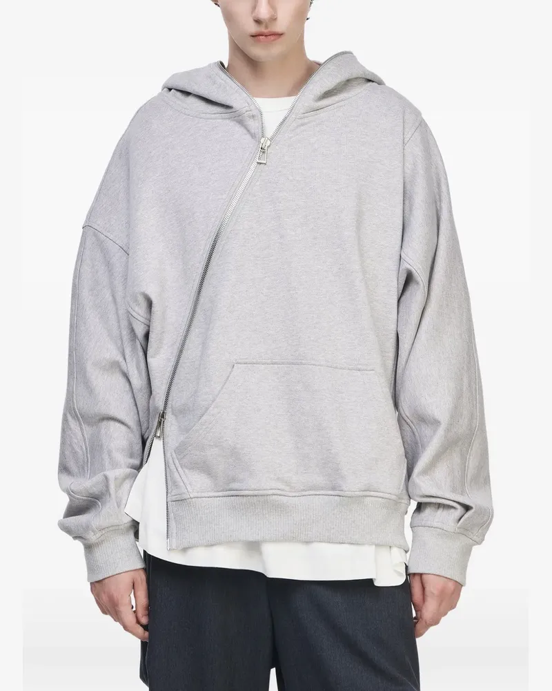 SONGZIO Torque Baumwoll-Hoodie mit asymmetrischem Reißverschluss - Grau Grau
