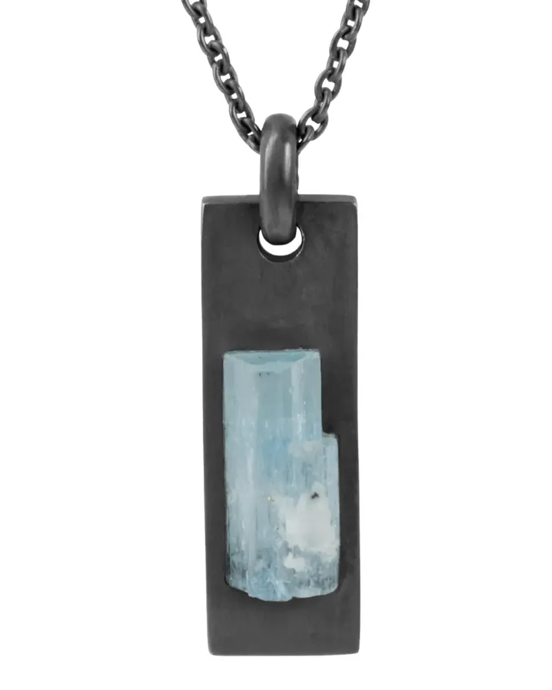 Parts Of Four oxidised aquamarine plate necklace - Schwarz Schwarz