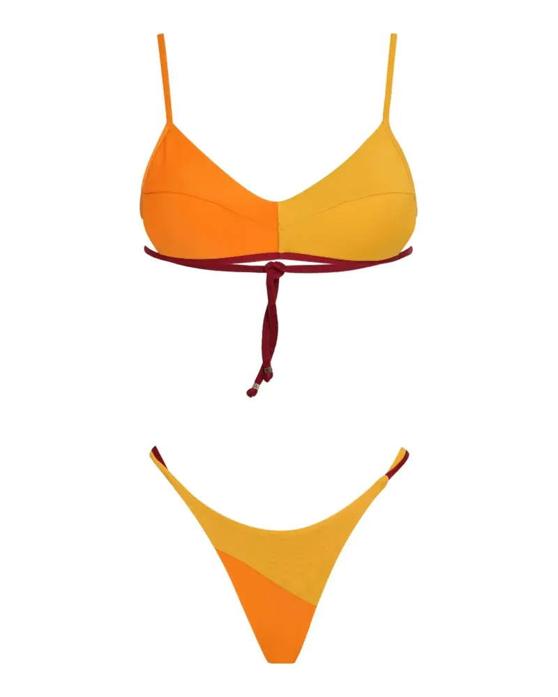 Amir Slama x Tati Barbieri Triangel-Bikini in Colour-Block-Optik - Orange Orange