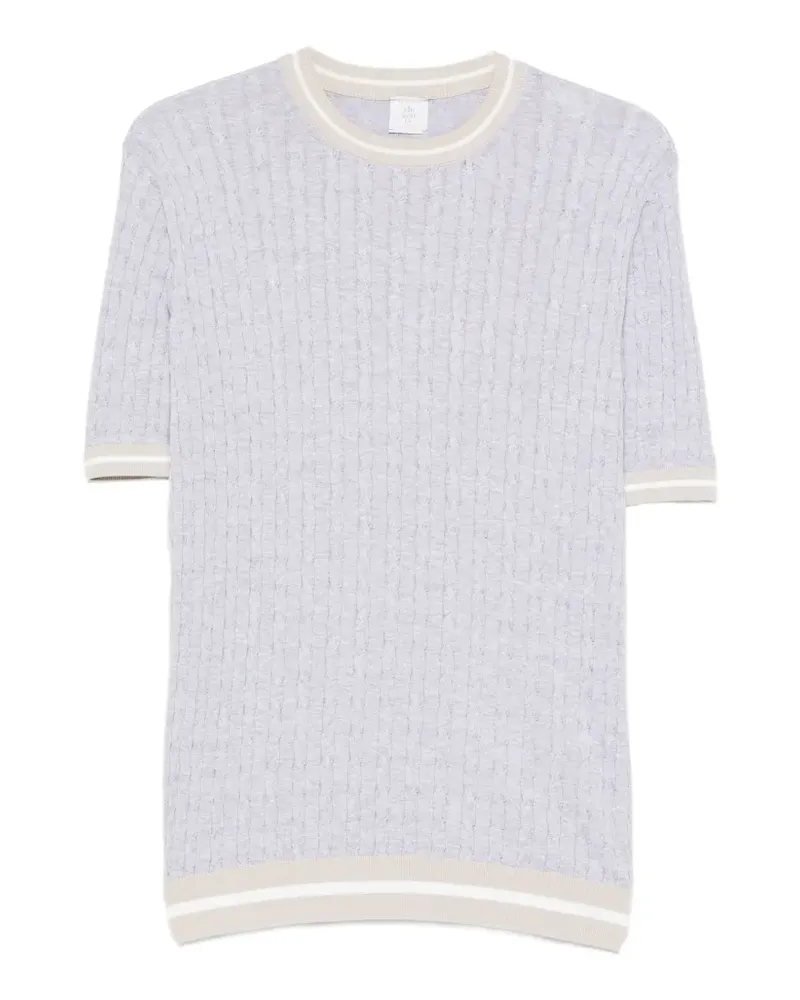 Eleventy Geripptes T-Shirt mit Rundhalsausschnitt - Grau Grau