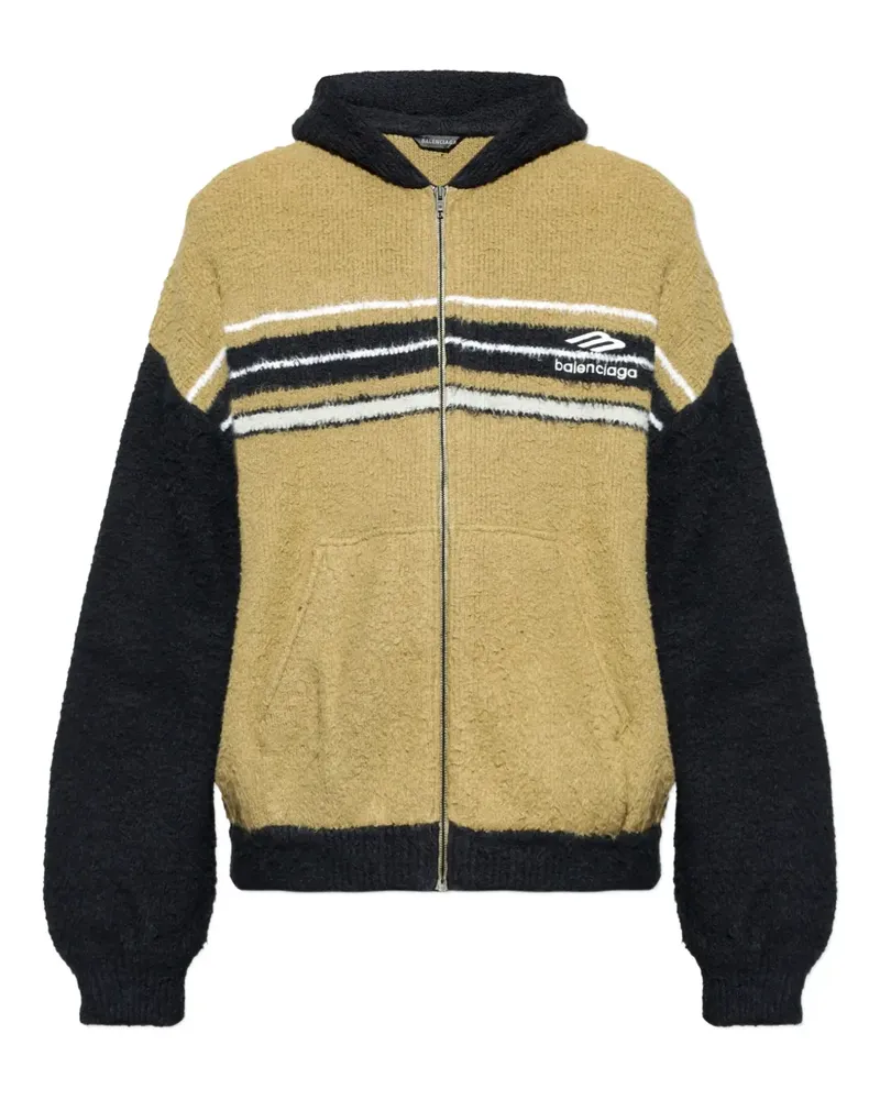 Balenciaga zip striped hooded hoodie - Nude Nude