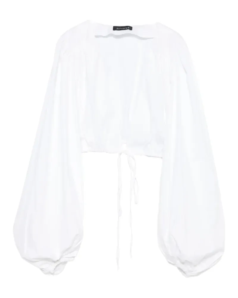 ACTUALEE tie-fastening puff-sleeve top - Weiß Weiß