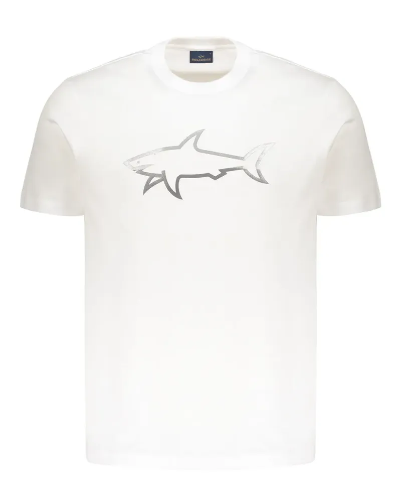 Paul & Shark T-Shirt mit reflektierendem Hai-Print - Weiß Weiß