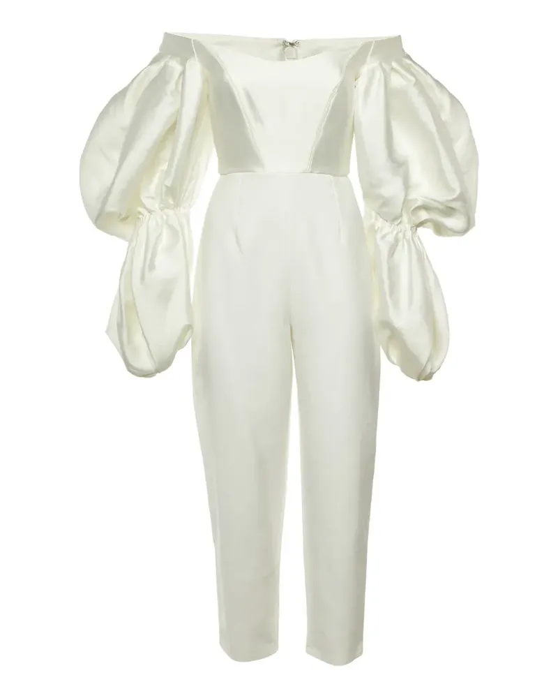Solace London Alba puff-sleeve jumpsuit - Weiß Weiß