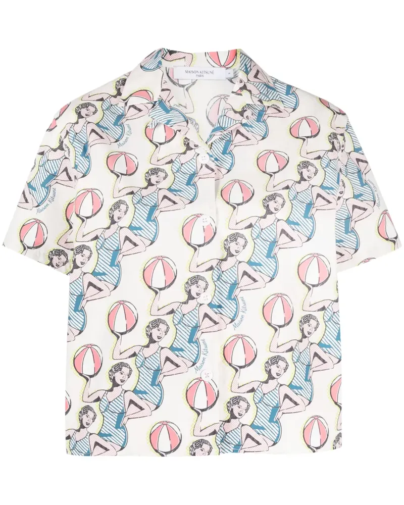 Kitsuné Hemd mit grafischem Print - Nude Nude