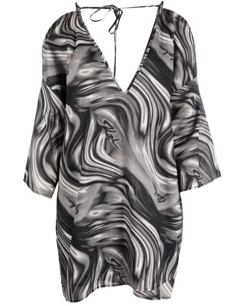 Karl Lagerfeld Mini-Kaftankleid mit Wirbel-Print - Grau Grau